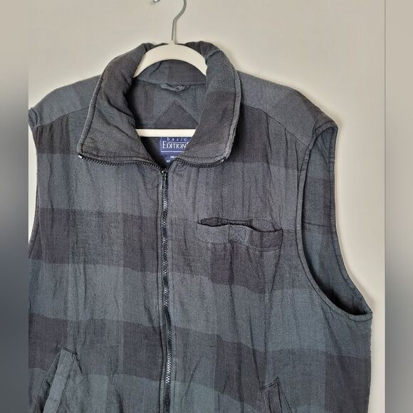 Vintage Green Buffalo Plaid Checked Vest Insulated Lumberjack Woodsman Large - Picture 2 of 7